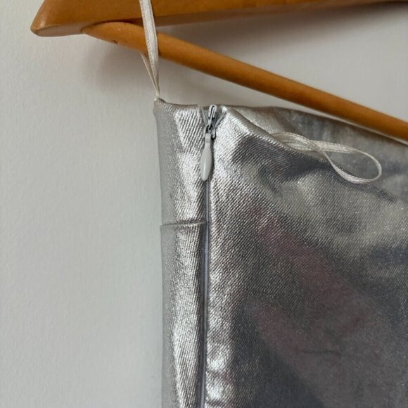 Zara Strapless Fitted Midi Dress Silver Metallic Size XS - Picture 10 of 12